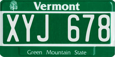 VT license plate XYJ678