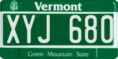 VT license plate XYJ680