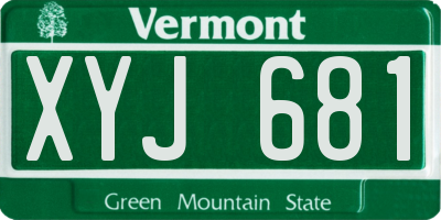 VT license plate XYJ681