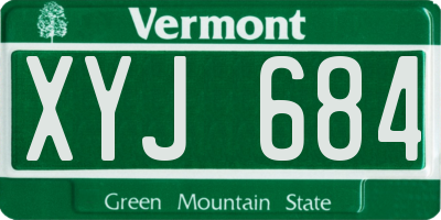 VT license plate XYJ684