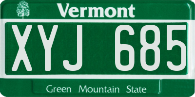 VT license plate XYJ685