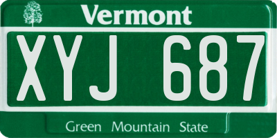VT license plate XYJ687