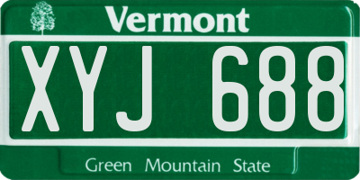 VT license plate XYJ688