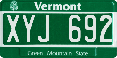 VT license plate XYJ692
