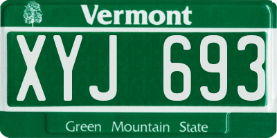 VT license plate XYJ693
