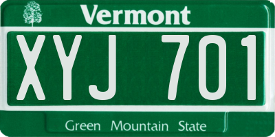 VT license plate XYJ701