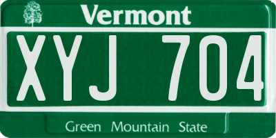 VT license plate XYJ704