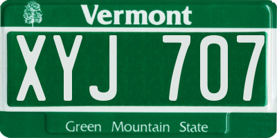 VT license plate XYJ707