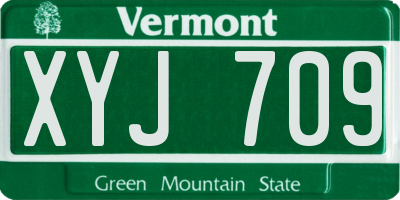 VT license plate XYJ709