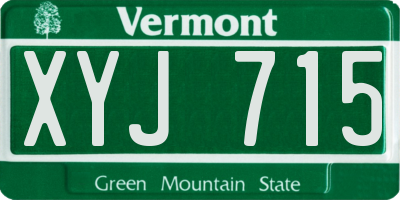 VT license plate XYJ715