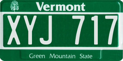 VT license plate XYJ717