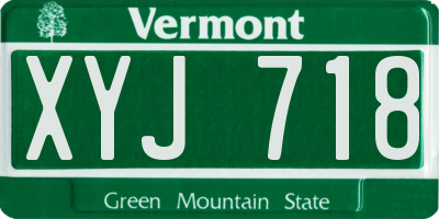 VT license plate XYJ718