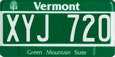 VT license plate XYJ720