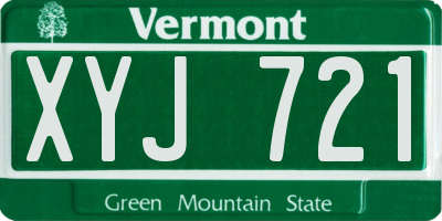 VT license plate XYJ721
