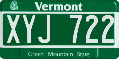 VT license plate XYJ722