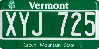 VT license plate XYJ725