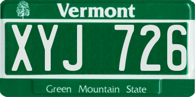 VT license plate XYJ726