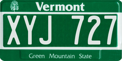 VT license plate XYJ727