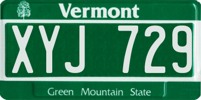 VT license plate XYJ729