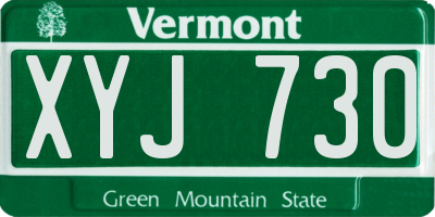 VT license plate XYJ730