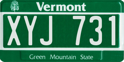 VT license plate XYJ731