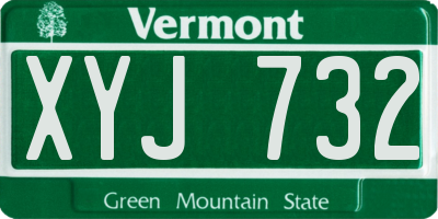 VT license plate XYJ732