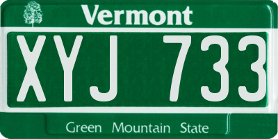 VT license plate XYJ733