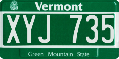 VT license plate XYJ735