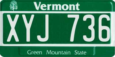 VT license plate XYJ736