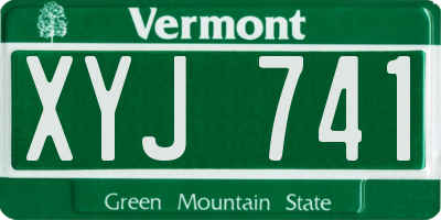 VT license plate XYJ741