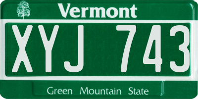 VT license plate XYJ743