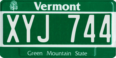 VT license plate XYJ744