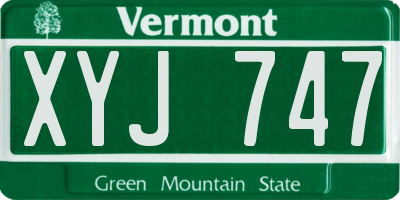 VT license plate XYJ747