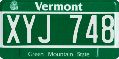 VT license plate XYJ748