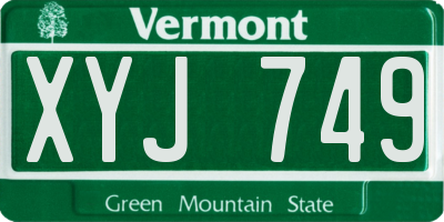 VT license plate XYJ749