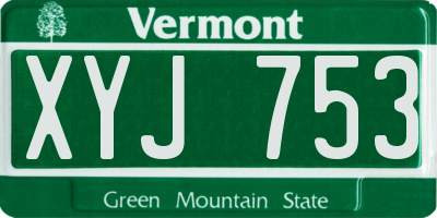 VT license plate XYJ753