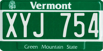 VT license plate XYJ754