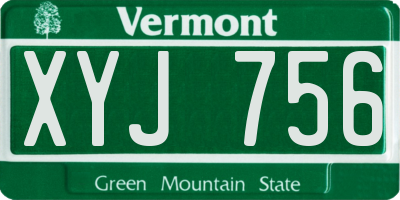 VT license plate XYJ756