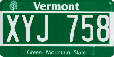 VT license plate XYJ758