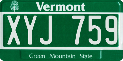 VT license plate XYJ759
