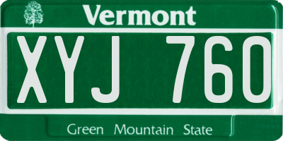 VT license plate XYJ760