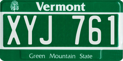 VT license plate XYJ761