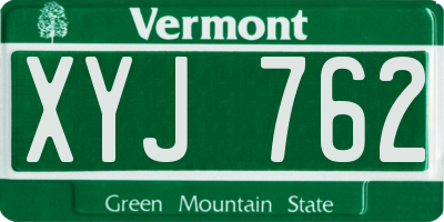 VT license plate XYJ762