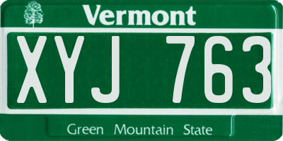 VT license plate XYJ763