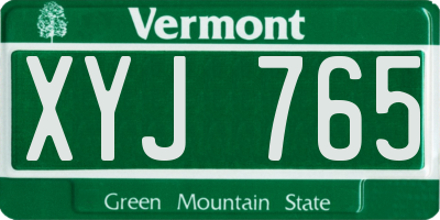 VT license plate XYJ765