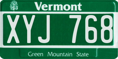 VT license plate XYJ768