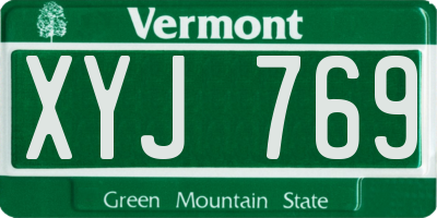 VT license plate XYJ769
