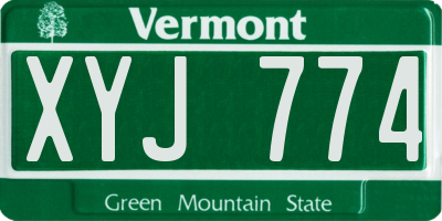 VT license plate XYJ774