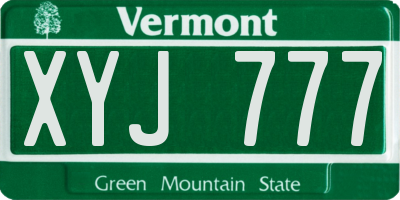 VT license plate XYJ777