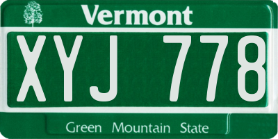 VT license plate XYJ778